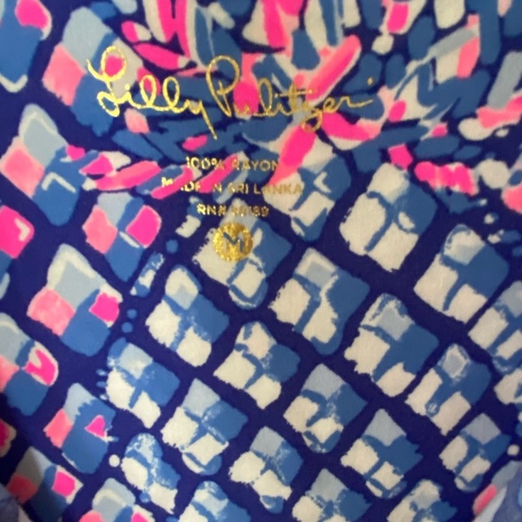 Lilly Pulitzer Lilith Collar Shirt Dress Medium Blue Pink Pineapple Prin… - Picture 5 of 7